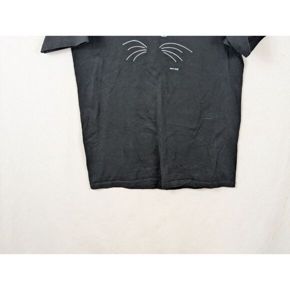 Vintage 1986 Cat Face T-Shirt Black Women's Size Large 42-44 - Picture 5 of 11
